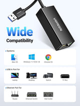 Adaptateur UGREEN USB 3.0 vers Ethernet, RJ45 Gigabit LAN, 10/100/1000Mbps