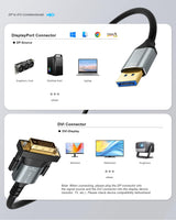 3ft DP to DVI Cable