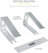 StarTech.com Laptop Stand for Desk, Supports 5kg/11lb, Aluminum, Silve