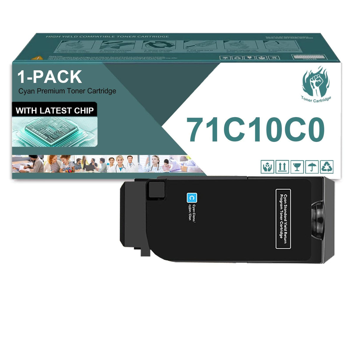 CS730 CS735 Toner Cartridge Compatible for Lexmark 71C1HC0 Cyan Toner