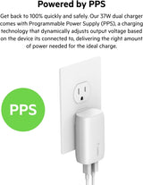 Chargeur mural StarTech 37 W USB-C et USB-A, chargeur portable avec chargement rapide USB Power Delivery, sortie USB-C PD 25 W / USB-A 12 W, double port