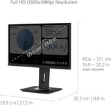 Moniteur ergonomique ViewSonic VG2448A 24 pouces IPS 1080p avec cadre ultra-fin