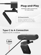 Lenovo Performance FHD Webcam, 1080p FHD, USB-C,Log-on with Windows He
