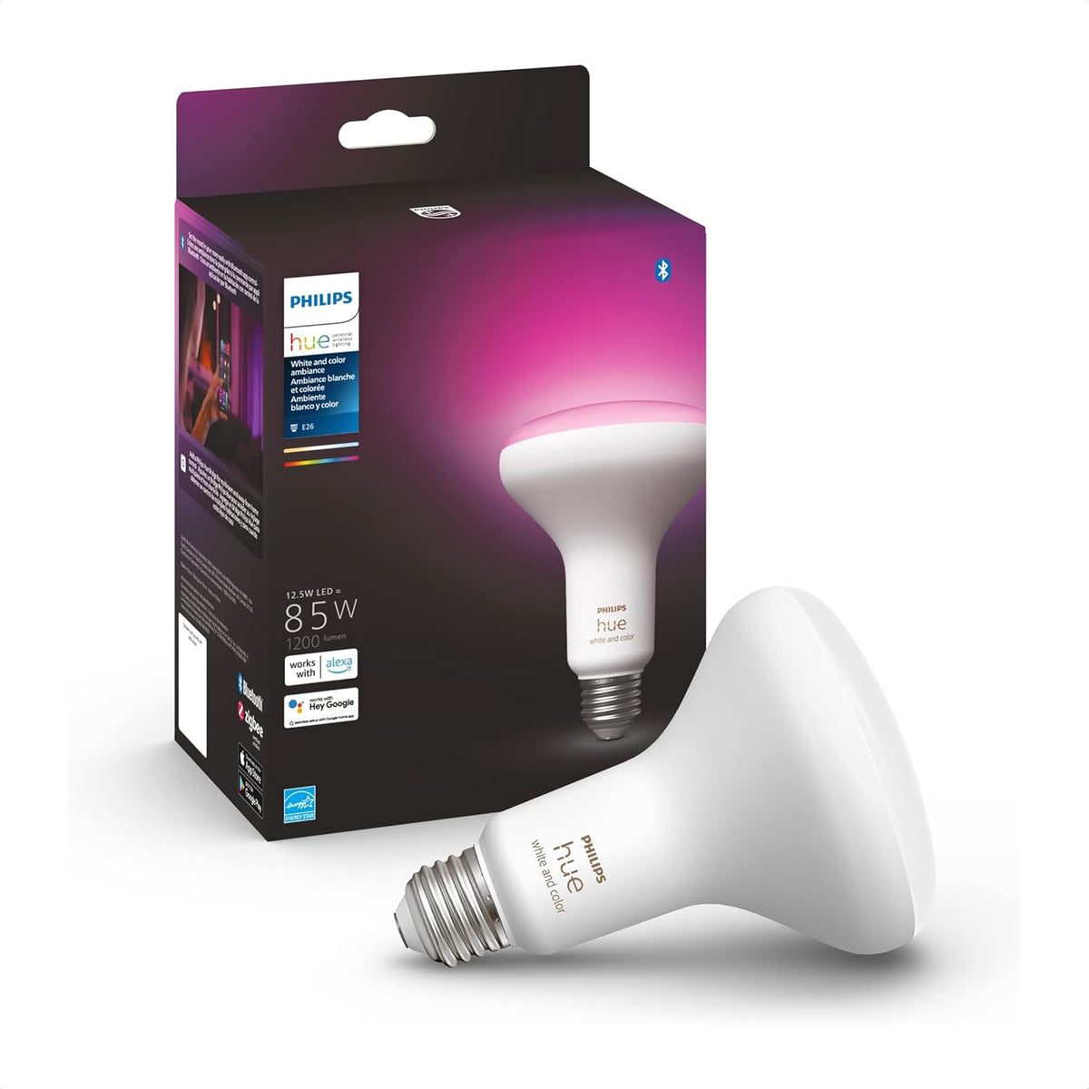 Philips Hue Smart 85W BR30 LED Bulb - White and Color Ambiance Color-C