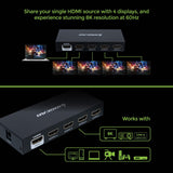 Répartiteur HDMI 8K IOGEAR, 4 ports, 60 Hz, boîtier métallique, 1 entrée vers 4 sorties