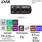 HD PENTAX-D FA 70-210mm F4ED SDM WR: Telephoto Zoom Lens for DSLR Came