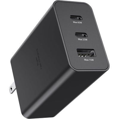 Samsung 65W 3-Port Super Fast Charging Wall Charger, GaN Adapter for S