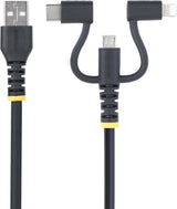 StarTech.com 3ft (1m) Rugged USB Multi Charging Cable, USB to Lightnin