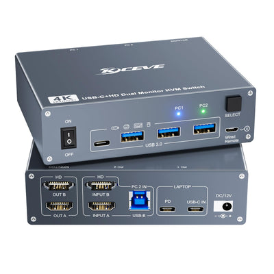 2PORT USB C KVM Switch HDMI 4K 60HZ w/ USB Type C Cables