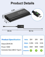 130W Replacement for Dell Laptop Charger USB C Fit for Dell XPS 13 14