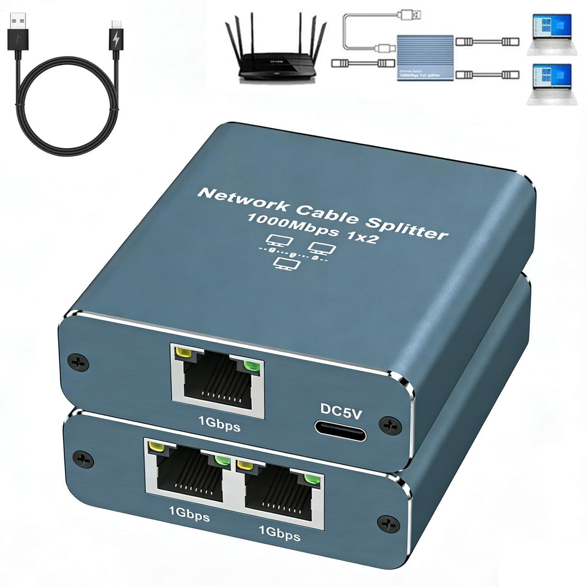 2-TO-1 RJ45 SPLITTER CABLE ADAPTER - F/M
