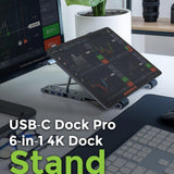 IOGEAR Dock Pro 6-in-1 4K Dock Stand, Adjustable/Foldable Laptop Stand
