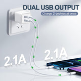 USB Charger Block, 2 Pack Dual Port USB Wall Plug 2.1A Power Adapter C