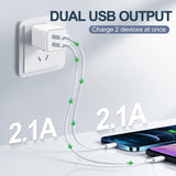 USB Charger Block, 2 Pack Dual Port USB Wall Plug 2.1A Power Adapter C