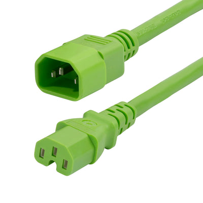 StarTech 6FT (1.8M) Heavy DUTY PDU Power Cord, IEC 60320 C14 to IEC 60320 C15, 15A 250V, 14AWG, Green Heavy Gauge Power Cable - UL Listed