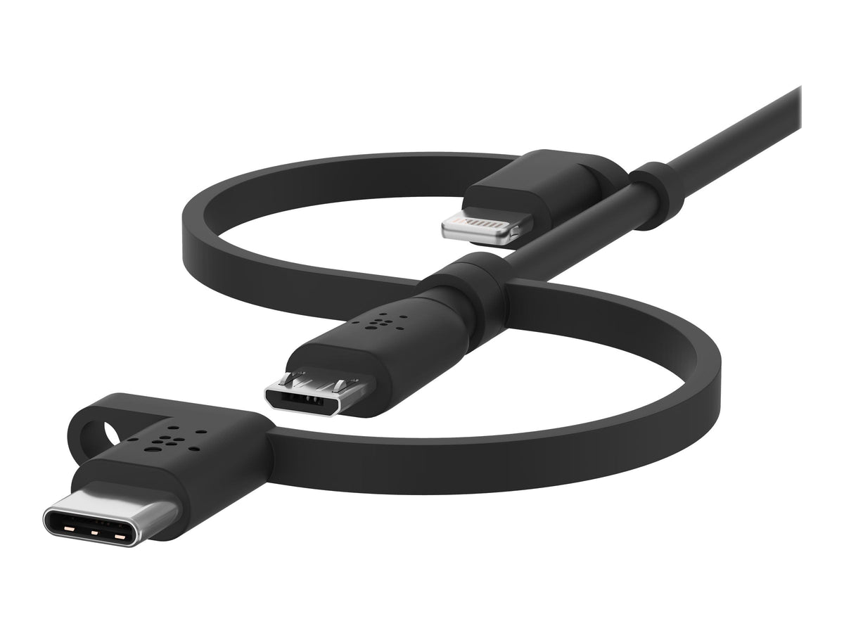 Belkin BoostCharge 3-en-1 USB-A vers USB-C, Lightning, Micro-USB Chargeur