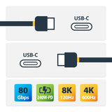 StarTech 3ft (91cm) USB4 Cable, 80Gbps, USB-IF Certified USB-C Cable,