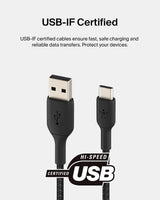 Belkin USB A to USB C Cable, 6.6ft, 15W - Type C Charger, iPhone Charg