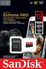 Carte mémoire SanDisk Extreme PRO microSDXC UHS-I de 512 Go + adaptateur et lecteur