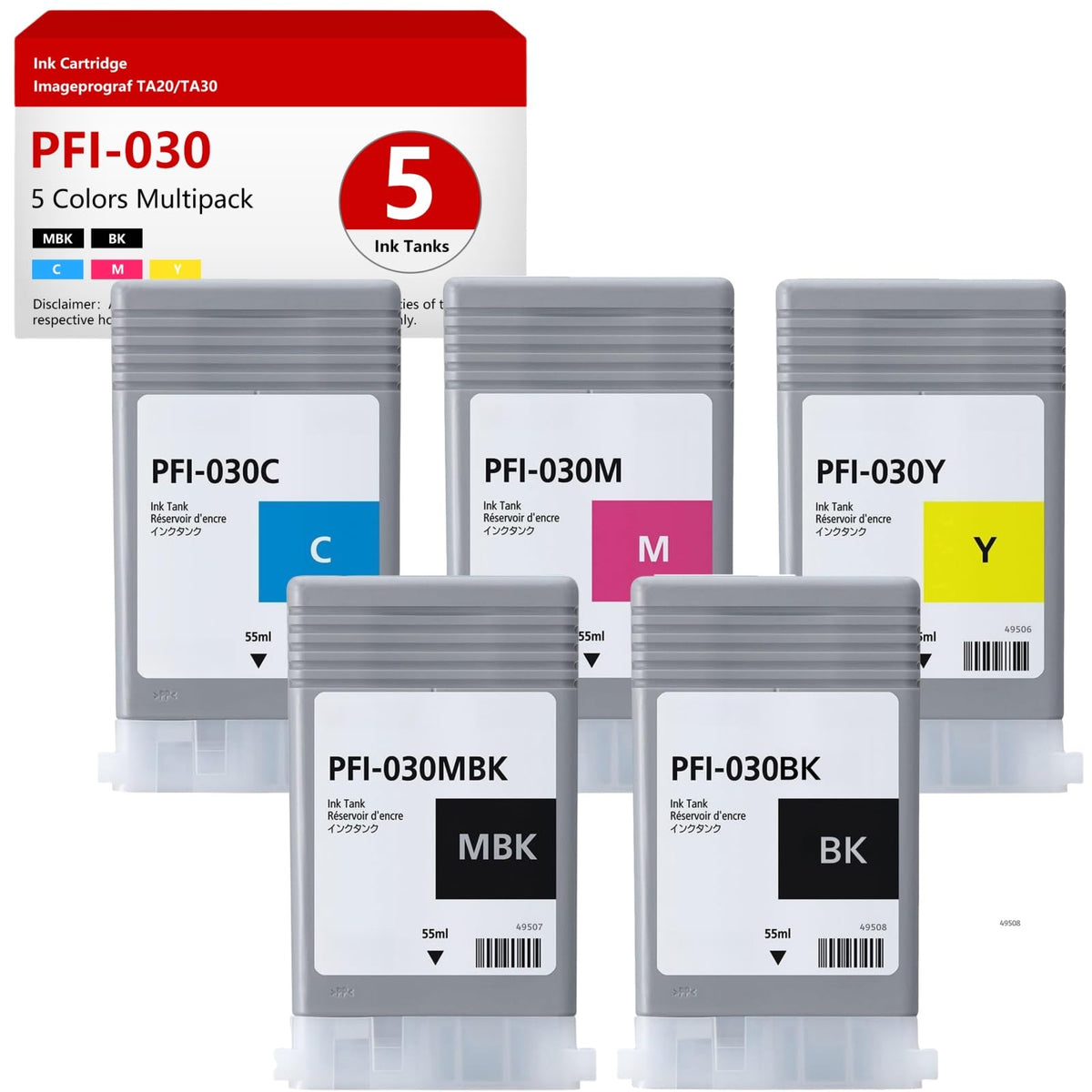 PFI-030 Ink Tank Compatible for Canon imagePROGRAF TA-20 TA-30 Replace