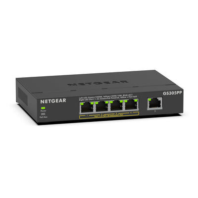 NETGEAR Commutateur Gigabit 5 ports PoE+ non géré (GS305PP)