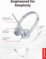 Lenovo 100 Stereo Analog Headset, 3.5mm, 180° Boom Microphone, Memory-