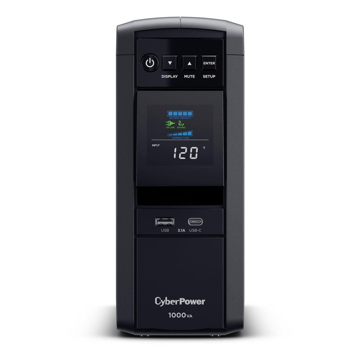 CyberPower CP1000PFCLCD PFC Sinewave UPS System, 1000VA/600W, 10 Outle