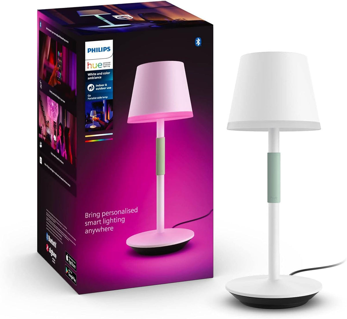 Philips Hue Go Smart Portable Table Lamp, White - White and Color Ambi