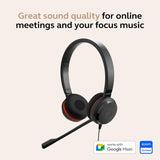 Jabra Evolve 30 II Wired Dual-Ear Headset with Mic for Work - 3.5mm Ja