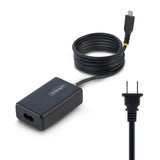 Chargeur d'ordinateur portable USB-C 65W StarTech avec adaptateur secteur GaN