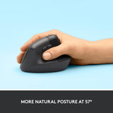 Logitech Lift Vertical Ergonomic Mouse, Wireless, Bluetooth or Logi Bo