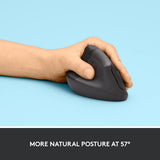 Logitech Lift Left Vertical Ergonomic Mouse, Left-Handed, Wireless, Bl