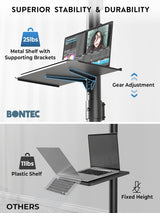 BONTEC Mobile TV Stand, Rolling TV Stand for 23-60 Inch Screens, Adjus