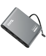 Plugable USB C to Quad HDMI 4K Adapter with 100W PD Pass-Though Power