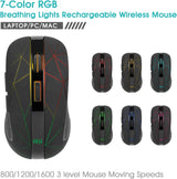 Rii Wireless Mouse RM200, RGB Rechargeable Mouse,Computer Mouse with 3