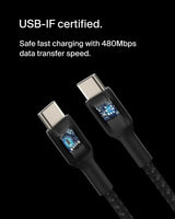 Câble Belkin BoostCharge tressé USB-C vers USB-C (2M/6,6pi) pour iPhone