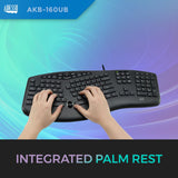 Adesso AKB-160UB TruForm Ergonomic Desktop Keyboard, Split Key Zones,