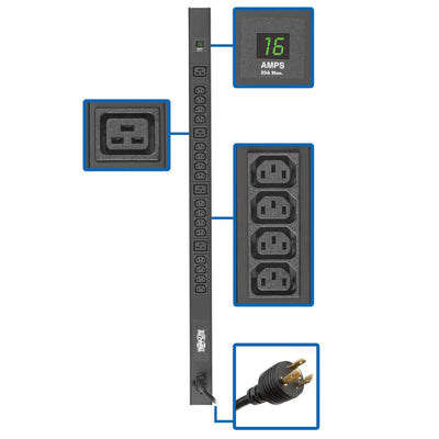 PDU METERED 16 C13 4 C19 208/ 240V 3.2/3.8KW C20/L6-20P 10FT CORD