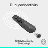 Logitech R500s Laser Presentation Remote, Bluetooth, USB-A Receiver, P