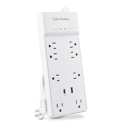 CyberPower CSP806UC18W Surge Protector, 2400J, 8 Outlets