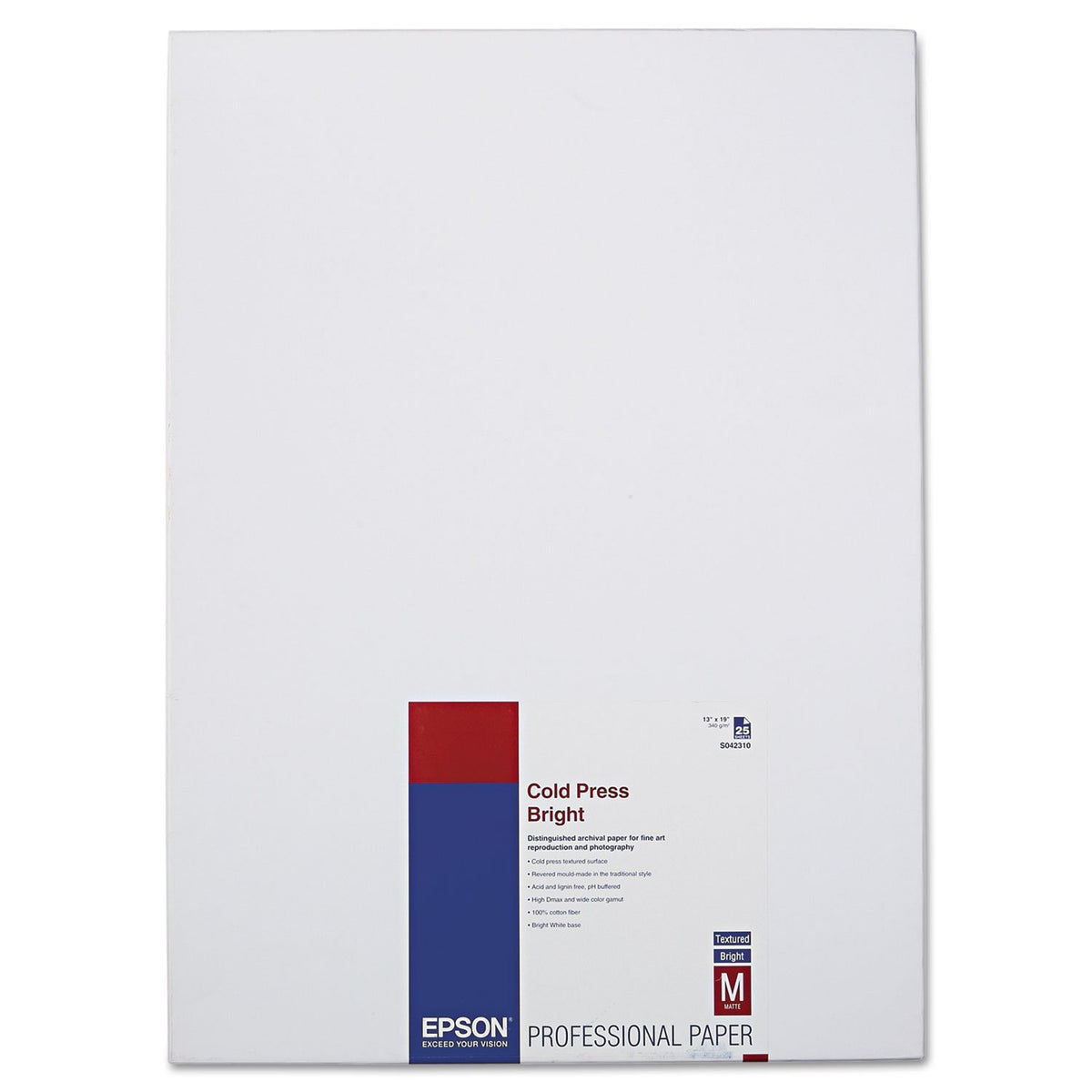 Epson Cold Press Bright Fine Art Paper, 21 Mil, 13 X 19, Textured Matt