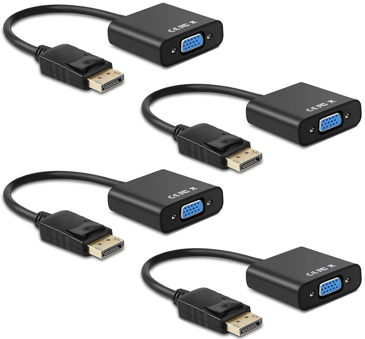 Adaptateur DisplayPort vers VGA, lot de 4 adaptateurs DisplayPort DP vers VGA plaqués or C