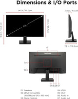 Viewsonic VA2748-MH 27 Inch Full HD 1080p IPS Monitor with 120Hz, Vari