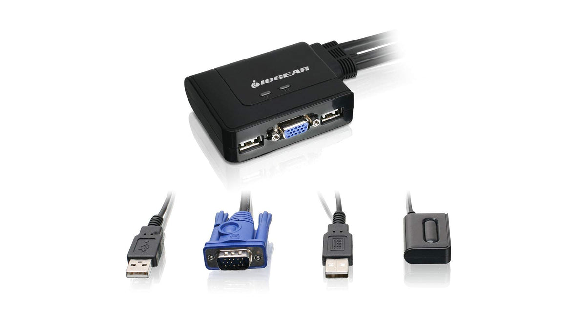 2PORT USB VGA KVM SWITCH W/ BUILT IN BONDED CABLE DESIGN