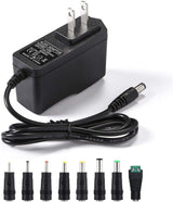 12V 2A Power Supply AC Adapter Replacement with 8 Tips, Regulated 12 V