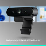 Webcam Logitech Brio 4K, appels vidéo, micro anti-bruit, HD Auto