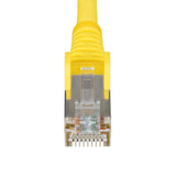 Câble Ethernet CAT6a jaune de 7,6 m, RJ45 sans accroc, 10G, 100W PoE, S/FTP, LSZH, cuivre nu pur 27 AWG, 500 MHz, cordon de brassage réseau blindé