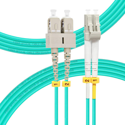 OM4 SC to LC Fiber Cable, Length Options: 1m-10m, 40GB/100GB Duplex 50