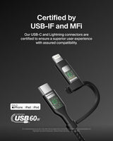Belkin BoostCharge tressée 2-en-1 Câble de charge USB-C avec USB-C et Lightning