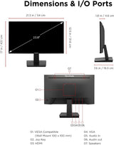 Viewsonic VA2448-MH 24 Inch Full HD 1080p IPS Monitor with 120Hz, Vari